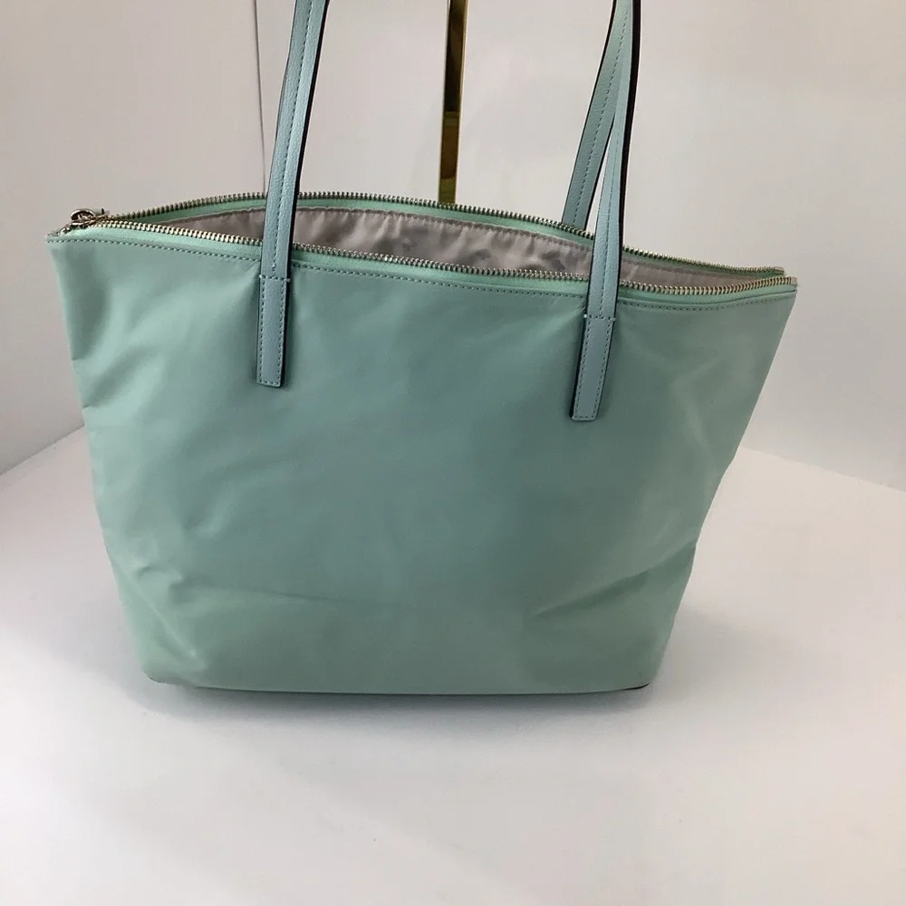 Kate Spade Hayden Nylon Mint Green Tote Shoulder Bag zip top
